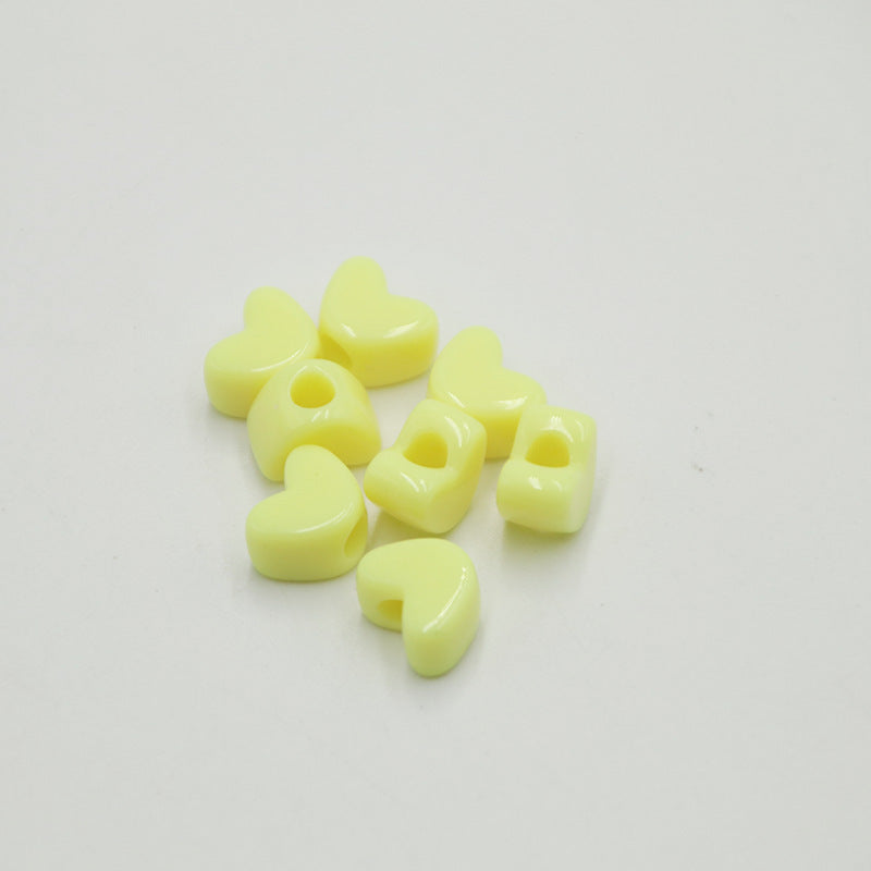 Macaron Colored Heart Acrylic Beads 12mm Large Hole Pastel 100pcs 12