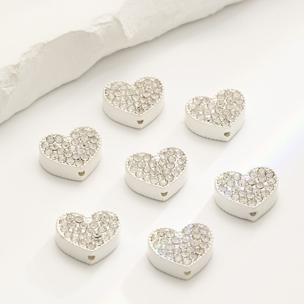 Heart Rhinestone Beads 15mm Zinc Alloy Colorful 10pcs 7