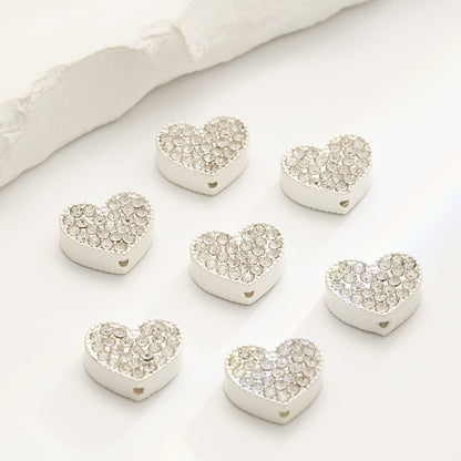 Heart Rhinestone Beads 15mm Zinc Alloy Colorful 10pcs 7