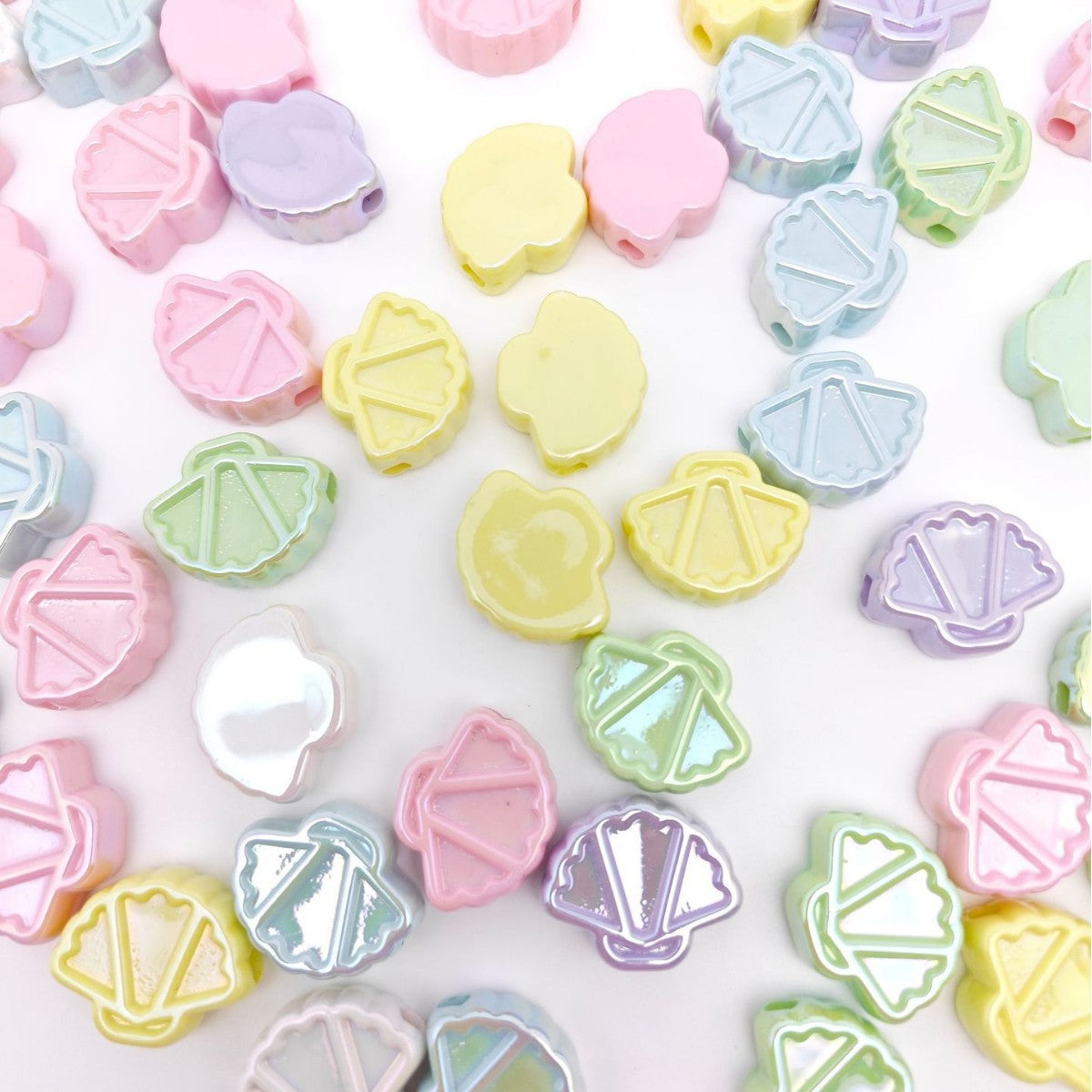 Glow Scallop Acrylic Beads 24mm Pastel Luminescent 50pcs 3