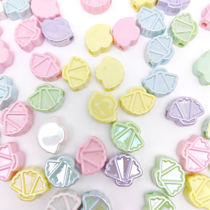 Glow Scallop Acrylic Beads 24mm Pastel Luminescent 50pcs 3