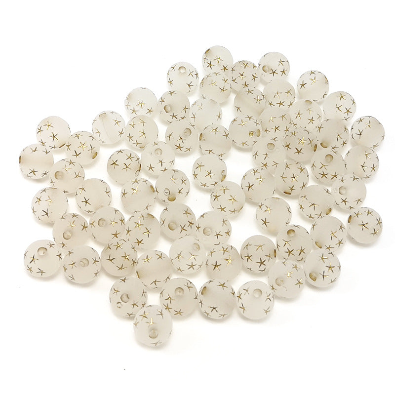 Frosted Round Acrylic Beads 8-10mm Transparent Gold Star 100pcs 5