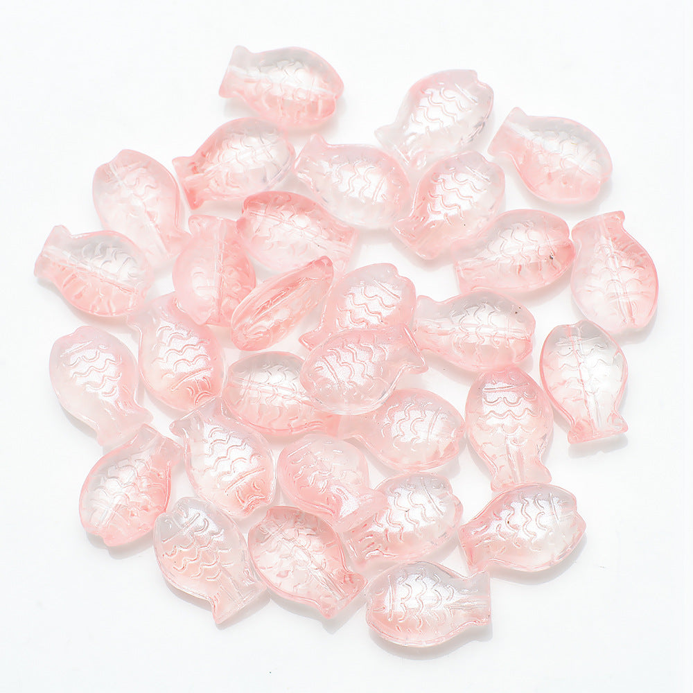Electroplated Small Fish Glass Beads 10x14mm Translucent 30pcs 23