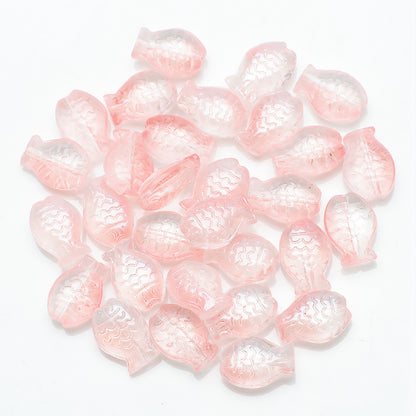 Electroplated Small Fish Glass Beads 10x14mm Translucent 30pcs 23