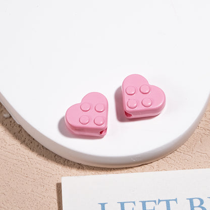 Painted Heart Acrylic Beads 12mm Glossy Raised Dot Detail 50pcs 12