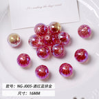 Glitter Fireworks Resin Beads 16mm Round Multicolor 10pcs 10