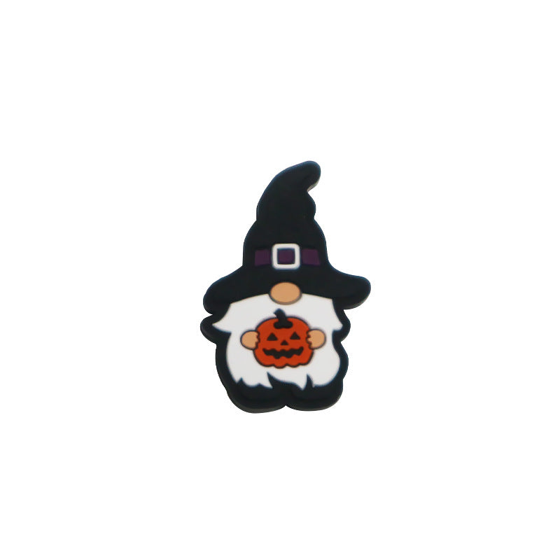 Silicone Focal Beads Halloween Dwarf Pumpkin Holding Brooms 20pcs 12