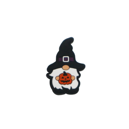 Silicone Focal Beads Halloween Dwarf Pumpkin Holding Brooms 20pcs 12