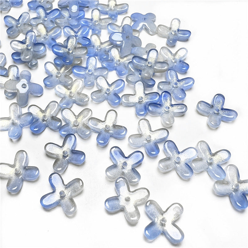 Czech Glass Beads Osmanthus 11.5mm Emerald Green Four-Petal 50pcs 14