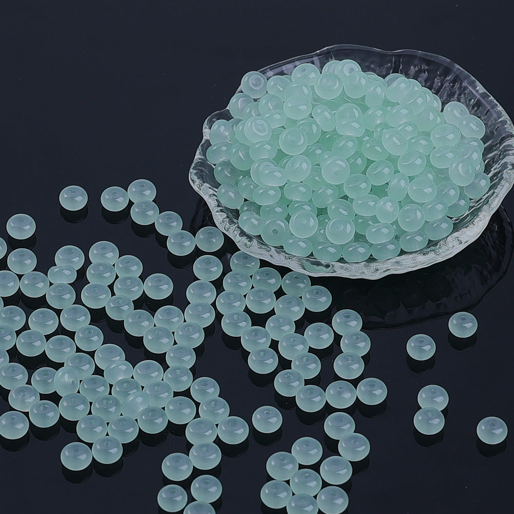 Glass Rondelle Spacer Beads 8mm Semi Transparent Imitation Jade 100pcs 13