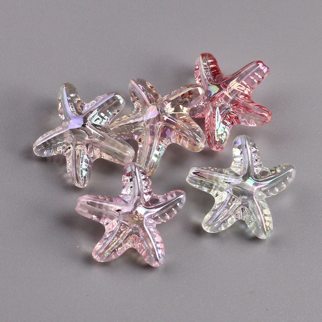 Plating Transparent Starfish Acrylic Beads 19mm Assorted Colors 100pcs 4