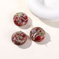 Lampwork Glass Beads Round 20mm Vintage Hand Painted Flower Pattern 10pcs 6