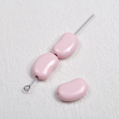 Painted Pea Acrylic Beads 15mm Glossy Jelly Bean Style 50pcs 7