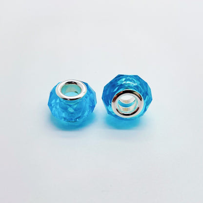 Acrylic Faceted Spacer Beads 14mm Transparent Large Hole 50pcs 8