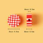 Flat Clay Beads 9mm Red Checkered Pattern Polymer 100pcs 2