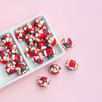 Hand Painted Christmas Wreath and Snowflake Acrylic Beads 18mm 10pcs 5