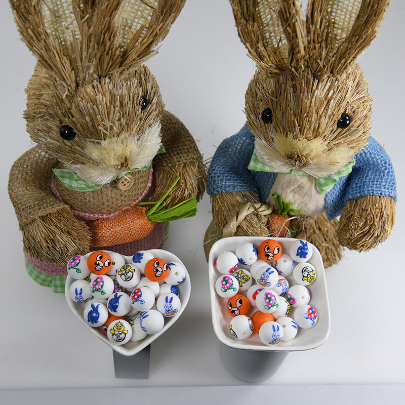 Silicone Focal Beads Easter Bunny Egg Chicken Round 20pcs 3