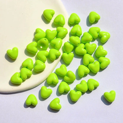 Glow Puffy Heart Acrylic Beads 11mm Colorful Glow in Dark 50pcs 18
