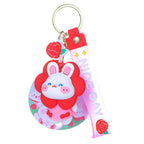 PVC Flower Bunny Keychain Cute Rabbit Charm with Nice Day Strap 5