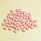 Heart Clay Beads 10mm Plaid Black White Polymer 100pcs 4