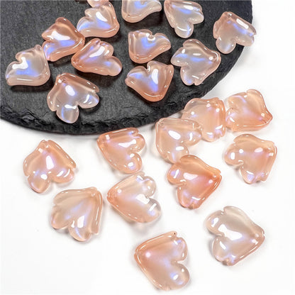 Czech Glass Beads Peony Petal 19mm Translucent Lavender Heart 50pcs 16