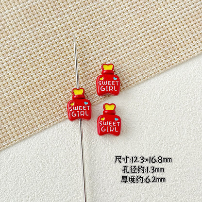 Double Sided Heart and Perfume Bottle Metal Beads 13/16mm Painted Alloy 10pcs 21