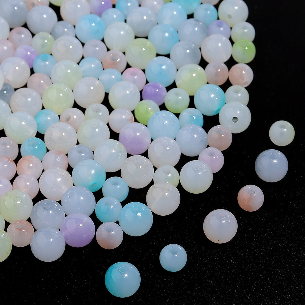 Dual Color Gradient Round Acrylic Beads 8-10mm Imitation Jade 100pcs 3