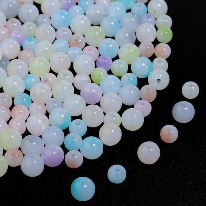 Dual Color Gradient Round Acrylic Beads 8-10mm Imitation Jade 100pcs 3