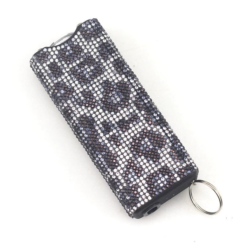 Rhinestone Self Defense Keychain Rechargeable Flashlight Electric Shock 8