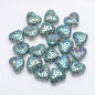 Electroplated Heart Glass Beads 13x15mm Peach Metallic 20pcs 18