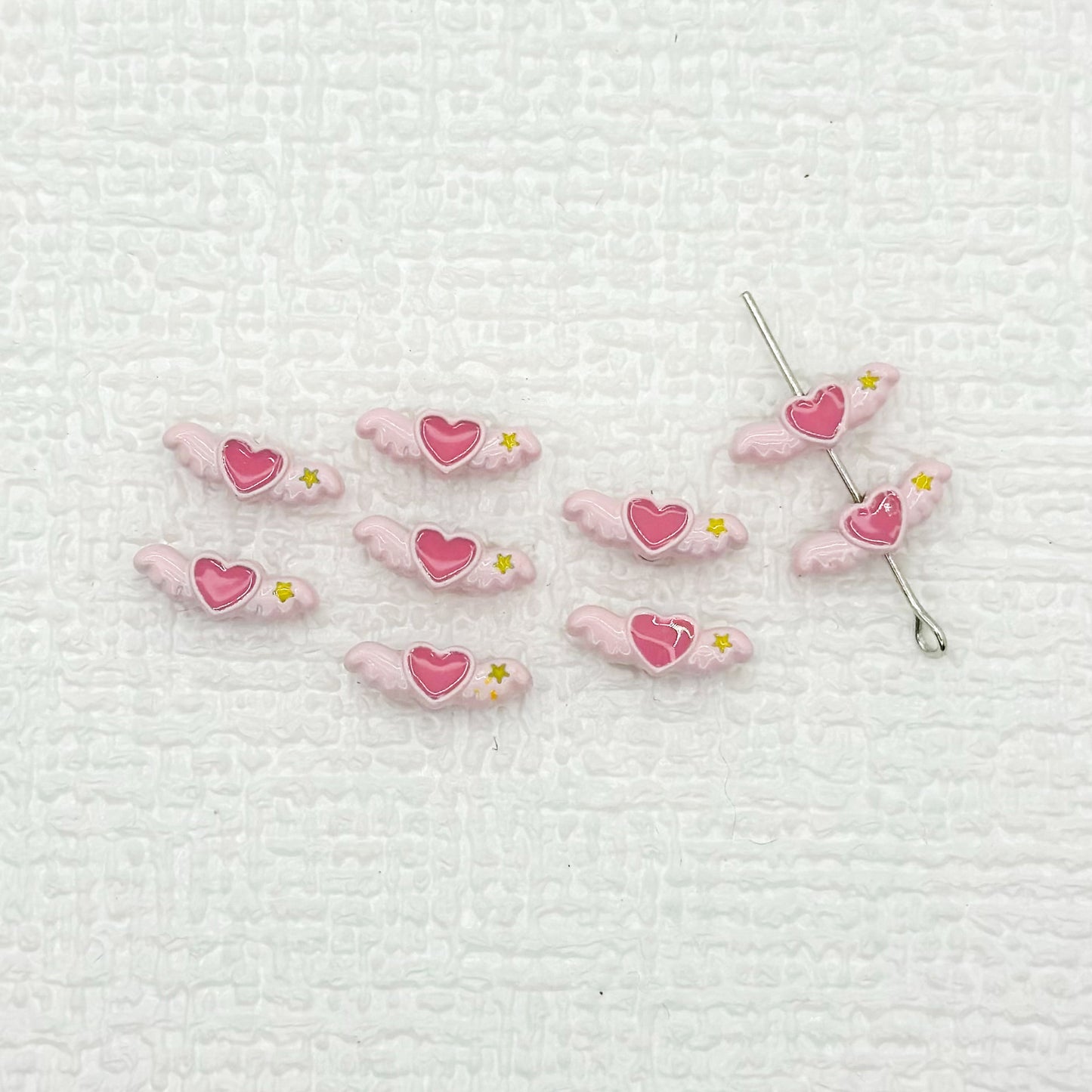 Heart Wing Metal Beads 14mm Bright Enamel Painted Alloy 20pcs 11