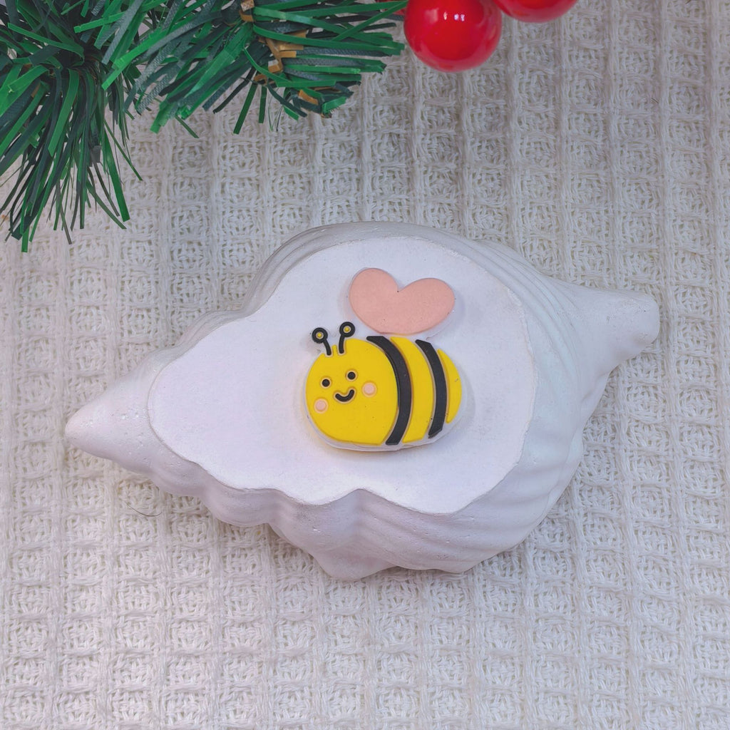 Silicone Focal Beads Small Bees Smiling Faces With Text Bee Mine 20pcs 6