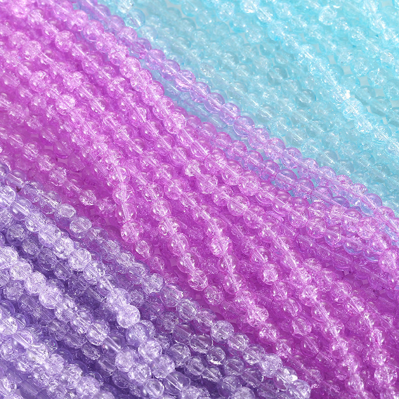 Electroplated Crackle Glass Beads 8mm Vibrant Mixed Colors 10 Strands 2