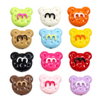 Hand Painted Bear Acrylic Beads 25mm Glossy Colorful 10pcs 6