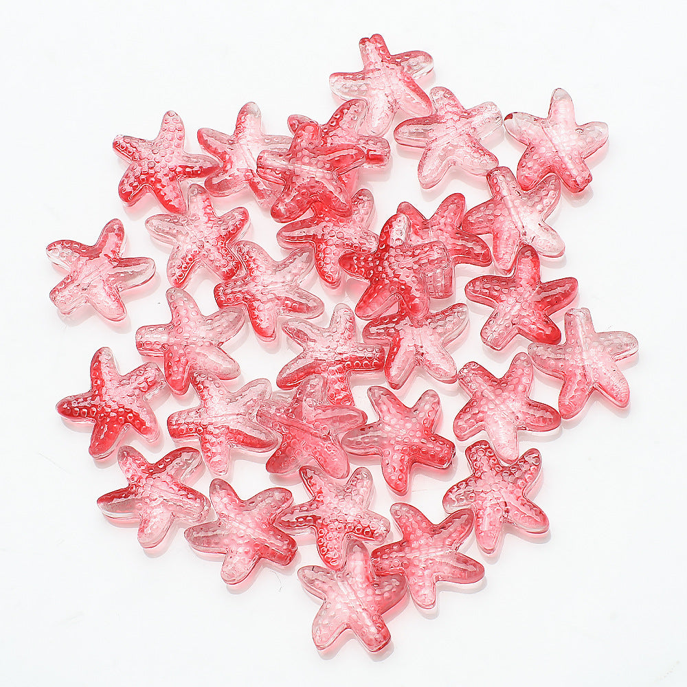 Electroplated Starfish Glass Beads 13-14mm Transparent 30pcs 26