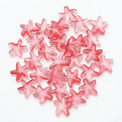 Electroplated Starfish Glass Beads 13-14mm Transparent 30pcs 26
