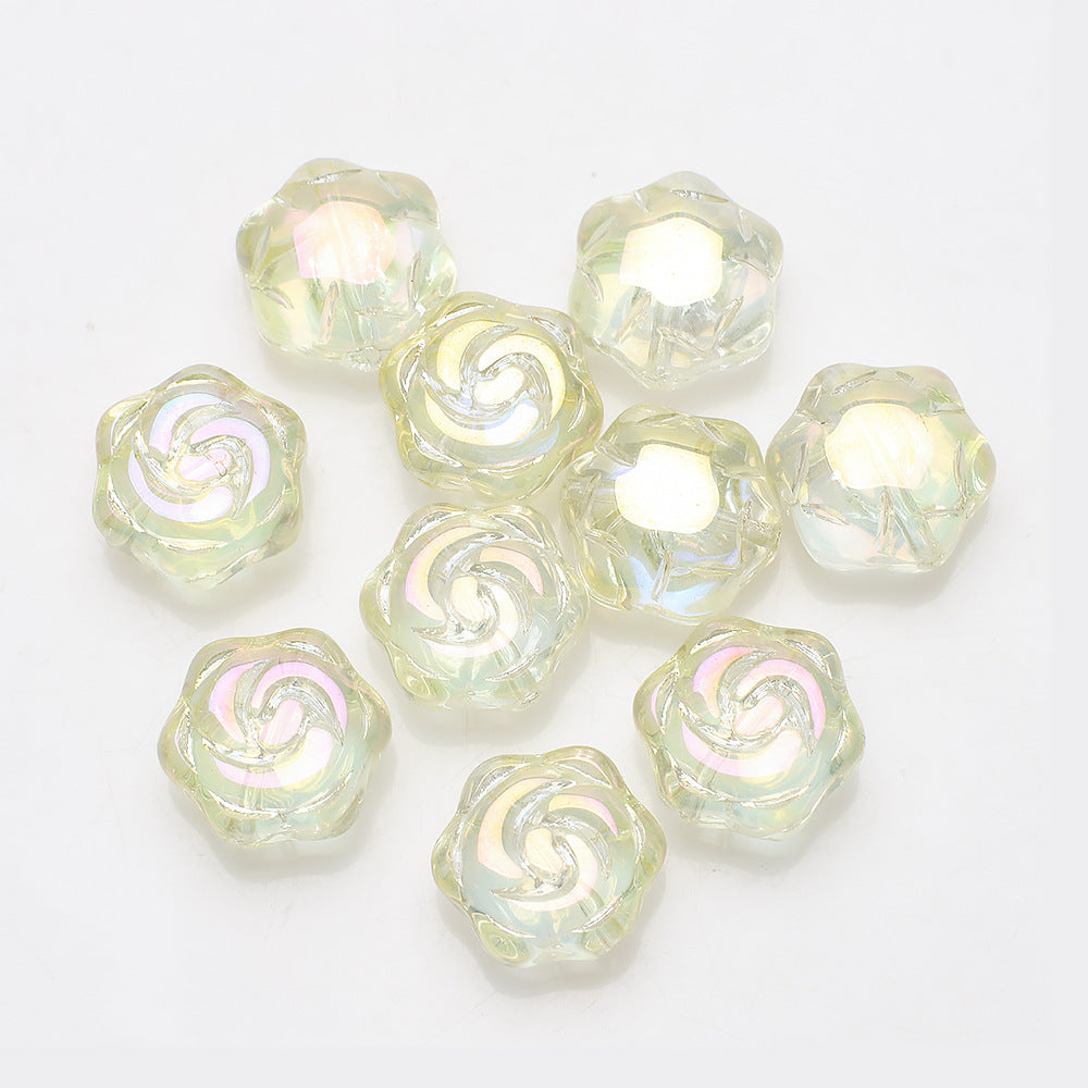 Electroplated Rose Glass Beads 16mm Transparent Iridescent 20pcs 12