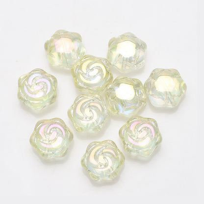 Electroplated Rose Glass Beads 16mm Transparent Iridescent 20pcs 12