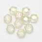 Electroplated Rose Glass Beads 16mm Transparent Iridescent 20pcs 12