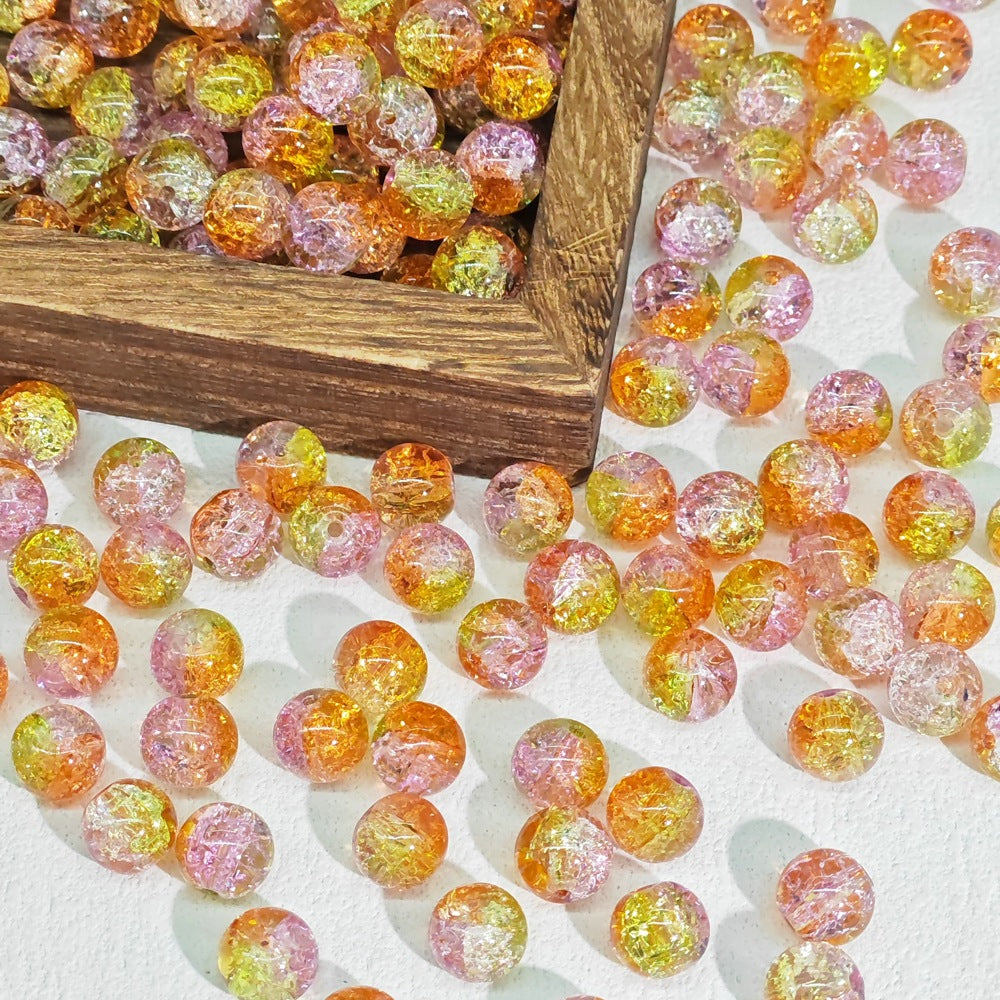 Crackle Round Glass Beads 10mm Bright Multicolor 50pcs 8