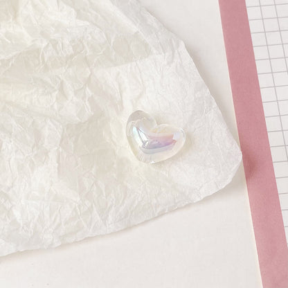 Transparent Heart Acrylic Beads 14mm UV Plating Two-Color 100pcs 9
