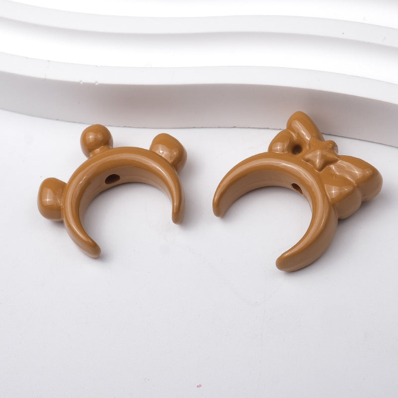 Glossy Painted Crescent Acrylic Beads 22-24mm Cartoon Hairband 50pcs 10