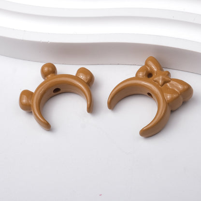 Glossy Painted Crescent Acrylic Beads 22-24mm Cartoon Hairband 50pcs 10