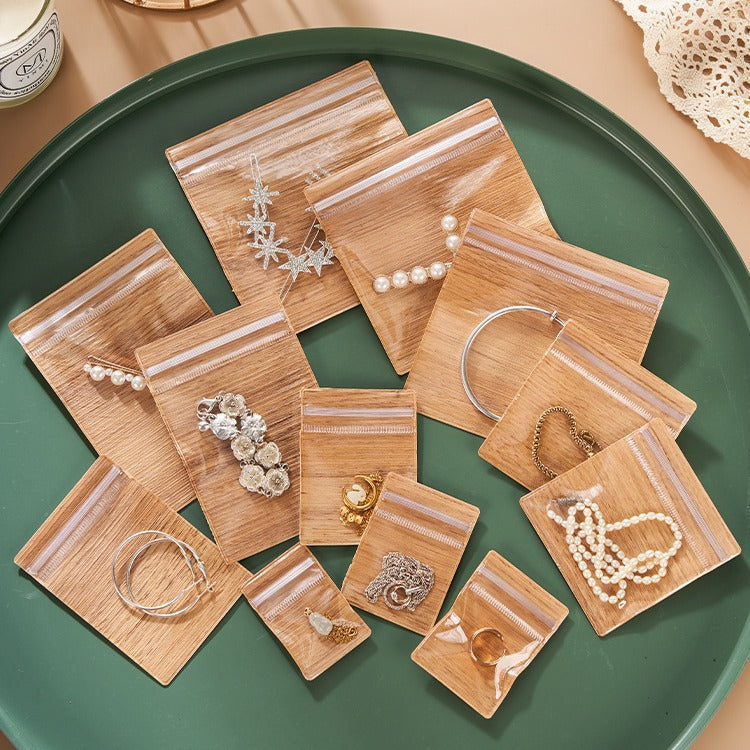 Wood Grain PVC Top Seal Ziplock Bags Clear Durable 10pcs 4x6-15x15cm