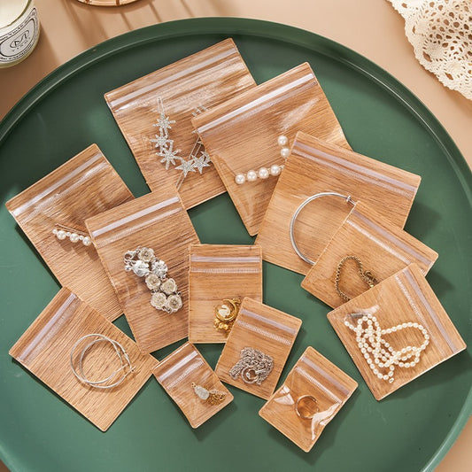 Wood Grain PVC Top Seal Ziplock Bags Clear Durable 10pcs 4x6-15x15cm
