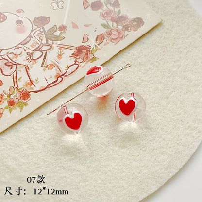 Hand Painted Transparent Glass Beads 12-14mm Christmas Series 1pc 17