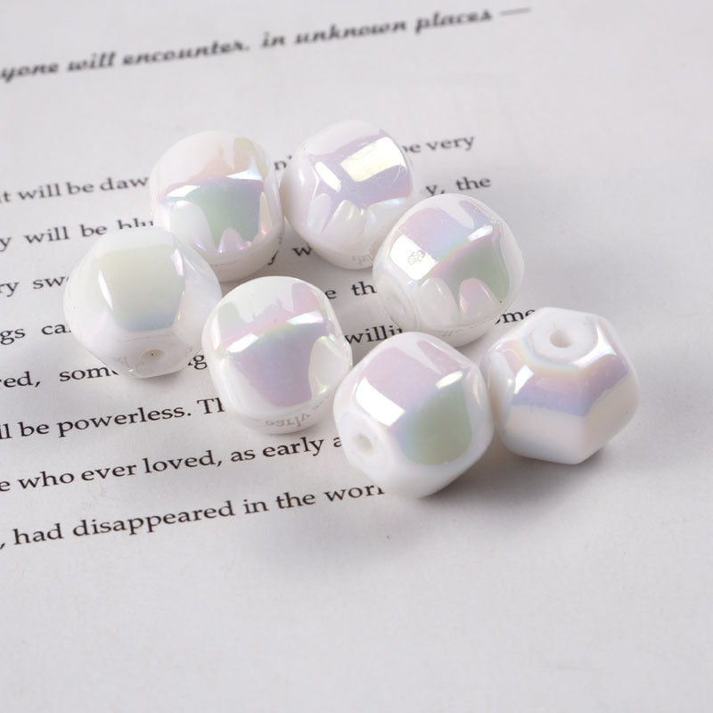 Plating Hexagonal Acrylic Beads 15.8mm Cloud Gradient Color 50pcs 5