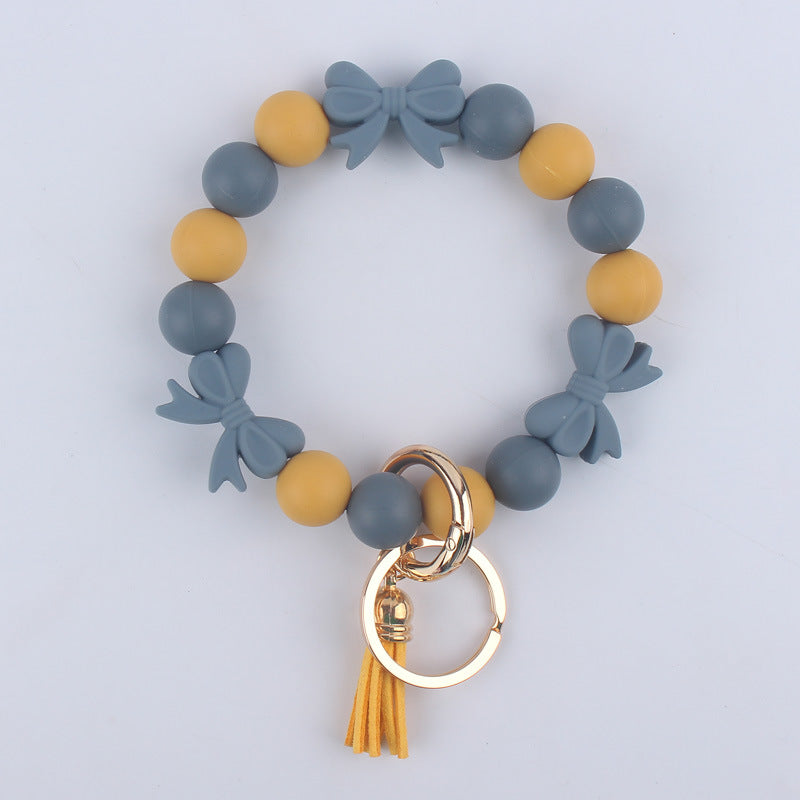 Bow Silicone Bead Wristlet Keychain Vibrant Colors 14cm 10