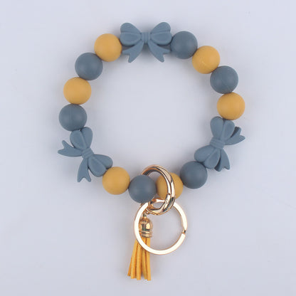 Bow Silicone Bead Wristlet Keychain Vibrant Colors 14cm 10