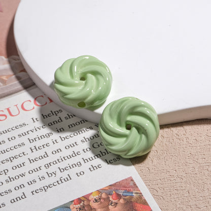 Painted Cookie Acrylic Beads 20x17x9mm Solid Color Glossy Swirl 30pcs 6